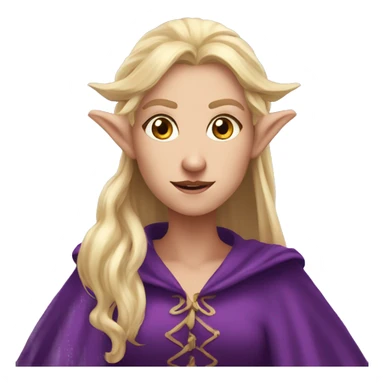 scared Noble female Elf with Elf ears and blonde hair and purple robes sticker