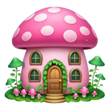 Pink girly mushroom house covered in vines sticker