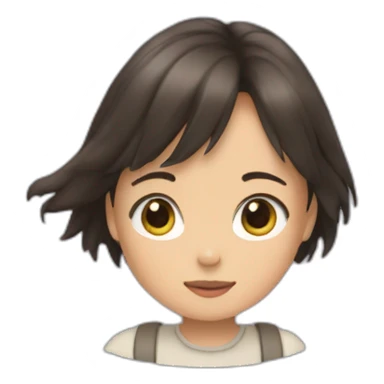 Fille Brune déguisée en Totoro sticker