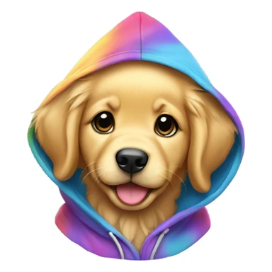 Happy Golden retriever puppy wearing hoodie  sticker