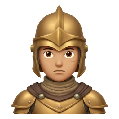 armored desert guardian portrait, head and shoulders only, bronze helmet, desert cape collar, battle-worn armor, strong expression, 3D cartoon, mobile game icon style, clean background, no text, no watermark
 sticker