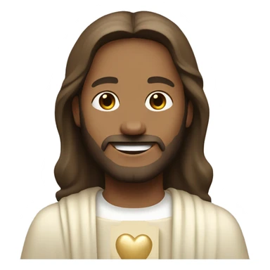 Jesus holding a pastel cream beige heart and smiling  sticker