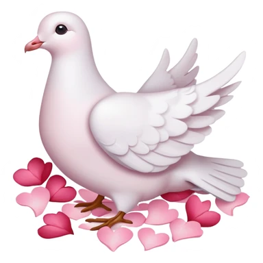 Pastel white-pinkish Romantic dove with hearts and rose-petals sticker