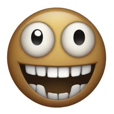 Emoji with hollowed out eyes and a big, creepy, toothy grin sticker