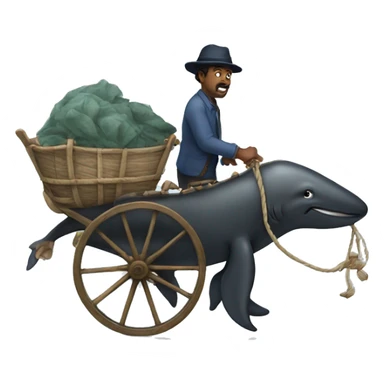 Man pulling a whale cart  sticker
