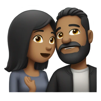 Woman with black hair kissing bearded man  sticker