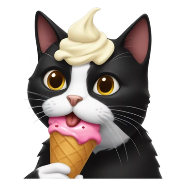 Black cat eating ice cream  sticker
