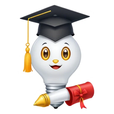 bulb with graduation hat and diploma in claws sticker
