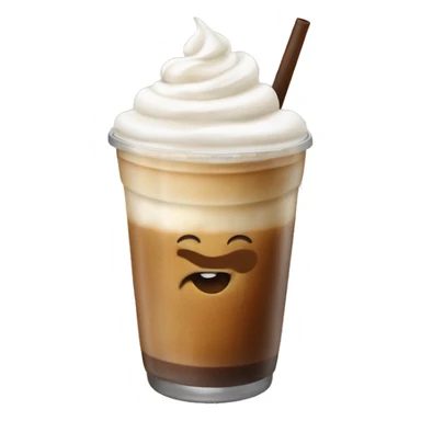 Iced coffee latte with white cream in cup sticker