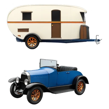 hot rod, caravan 1924 with trailer blue  sticker