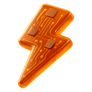 orange lightning bolt emoji glowing glossy circuit style design sticker