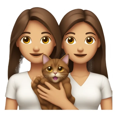 Two long hair brunettes keeping two brown cats in their hands sticker