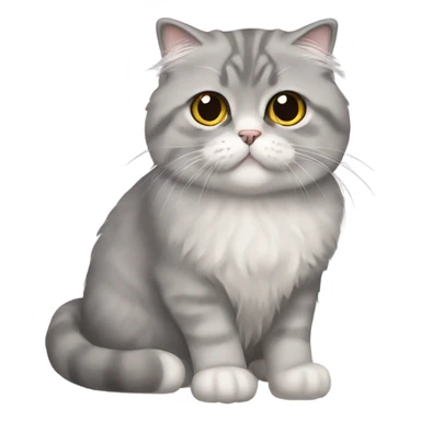 gray scottish fold long-hair cat sticker