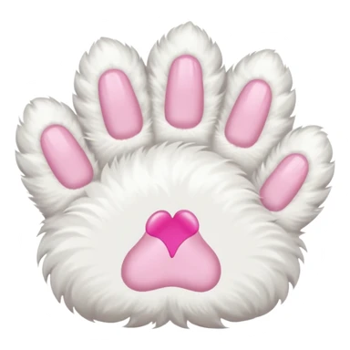 white cat fluffy paw, from the top, pink nails, cute sticker