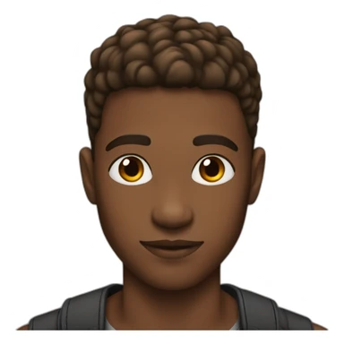 French crop mid fade Brown Hair Young african man emoji sticker