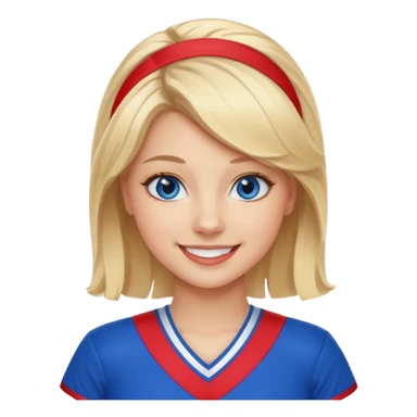 Cheerleader with blonde hair and blue eyes in a red and blue uniform sticker