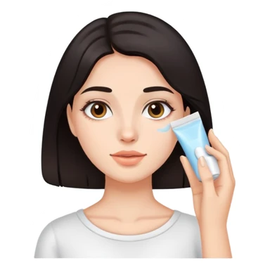 Girl with dark hair doing skincare sticker