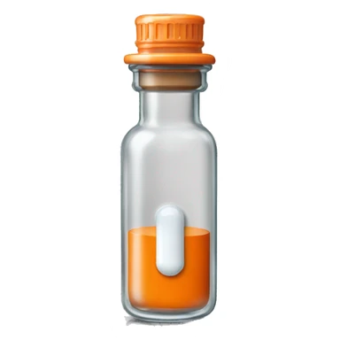 Clear Glass vial of medicine insulin with orange lid sticker