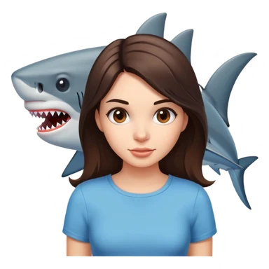 Brunette girl with shark sticker