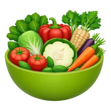 Healthy home cooking humanless avatar in clean style vibrant illustration. Fresh vegetables bowl, green tones, simple shapes, flat design, friendly and light. sticker