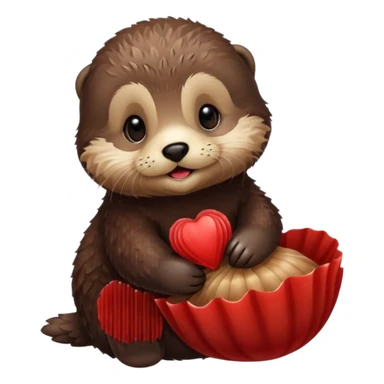 baby sea otter pup with red scallop sticker