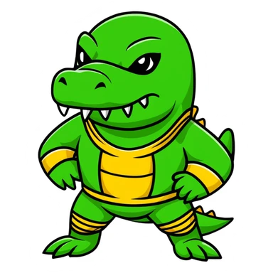 fierce alligator luchador mask with swamp green and gold colors sticker