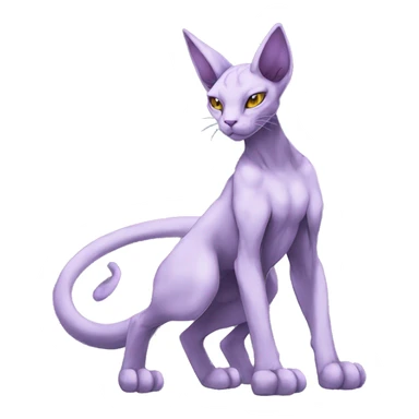 Anthro Mewtwo-Cat-Sphynx-Mecha-FurSona-Fakemon Nebula Full Body sticker
