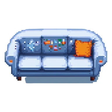 modern couch, blue color sticker