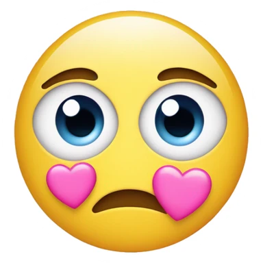 teary eyed with smile emoji with pink hearts surrounding it sticker