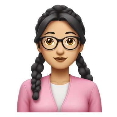 "An Asian girl with black hair, wearing glasses, and dressed in a pink outfit. Her hair is styled in two buns on either side." sticker