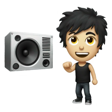 Billy Joe Armstrong holds loud speaker sticker