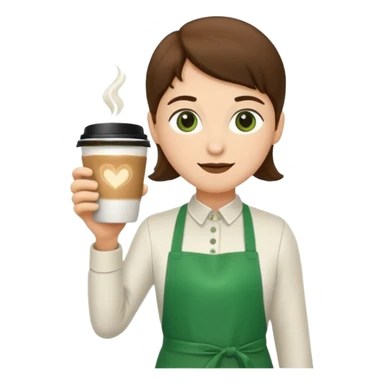 Barista + green apron + latte cup sticker