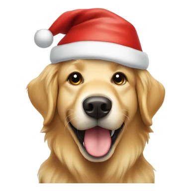 Golden retriever wearing a Santa hat smiling sticker