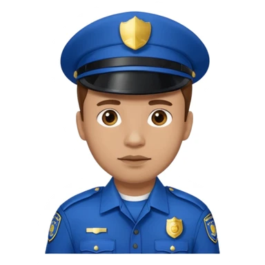 Police man wearing Blue uniform with hair sticker