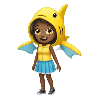 Girl with a yellow baby shark co costume  sticker