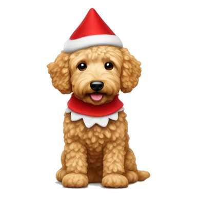 Mini golden doodle with elf on the shelf on its back sticker