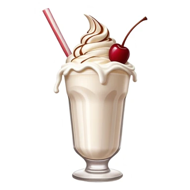 Cinematic Realistic Milkshake Drink Emoji, depicted as a thick, creamy milkshake with a swirl of whipped cream rendered with rich textures and inviting, nostalgic lighting. sticker