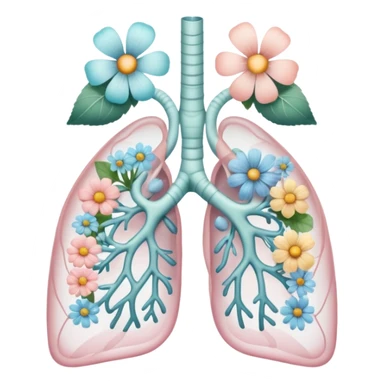 Pastel transparent anatomy lungs and flowers sticker