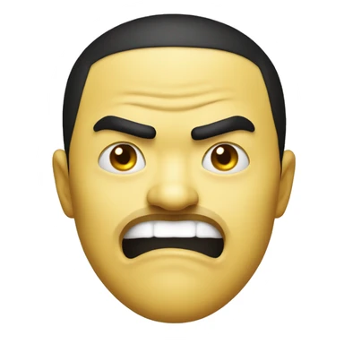 Classic yellow emoji face making a disgusted face like the yao ming rage meme face from 2010 sticker