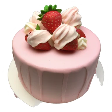 Light Pink strawberries and cream birthday cake with in bow sticker