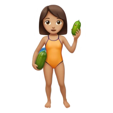Girl pickle beside swimming pool sticker