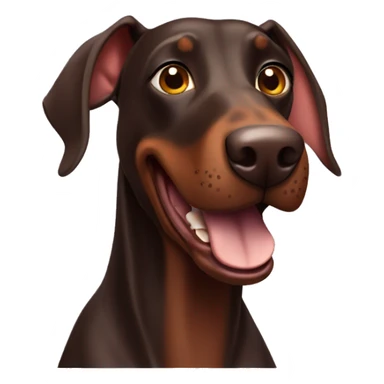 happy chocolate doberman with floppy ears sticker