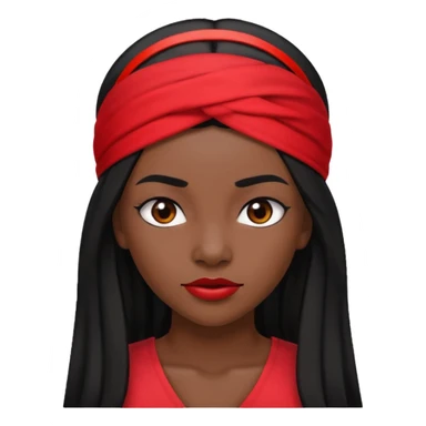 Black woman lawyer with long black hair and red headband, strong and sharp, assertive expression sticker