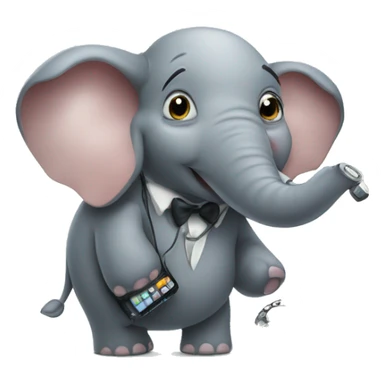cute elephant holding an old phone and making a phonecall sticker