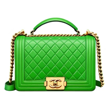 chanel le boy green bag gold hardware sticker