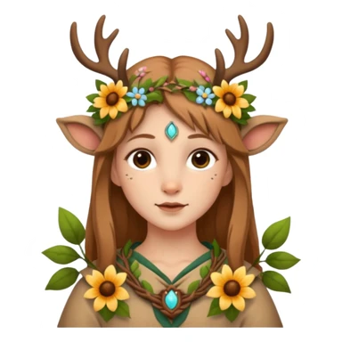 Adult Cute Druid human like fawn with flowers sticker