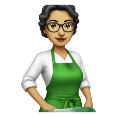 mexican lady green apron  with glasses cooking tacos sticker
