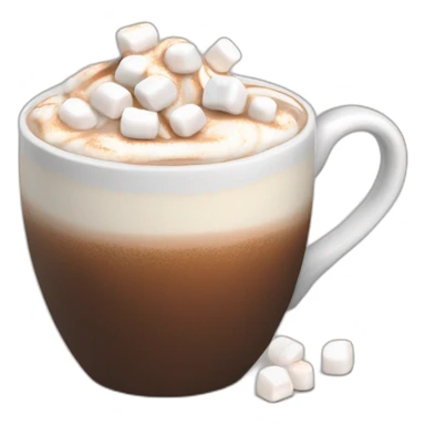 white mug of hot chocolate with mini marshmallows and whipped cream sticker