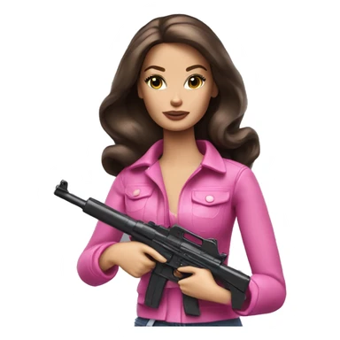 brunette barbie holding a toy gun sticker