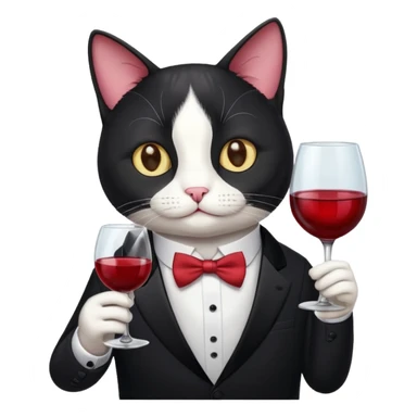 Tuxedo cat with a glass of wine sticker